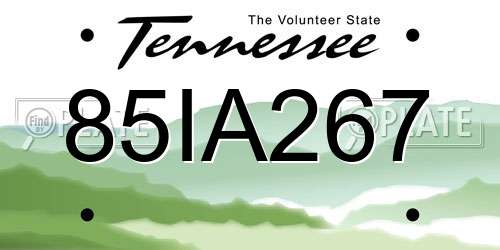 85IA267 Tennessee License Plate