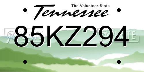 85KZ294 Tennessee License Plate