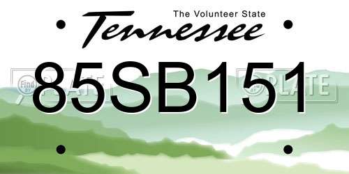 85SB151 Tennessee License Plate