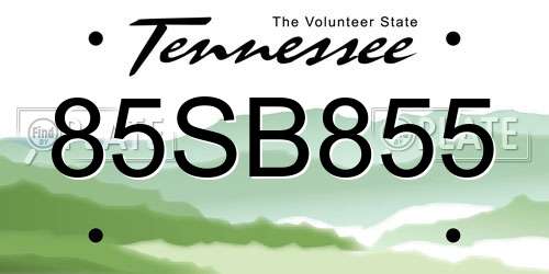85SB855 Tennessee License Plate