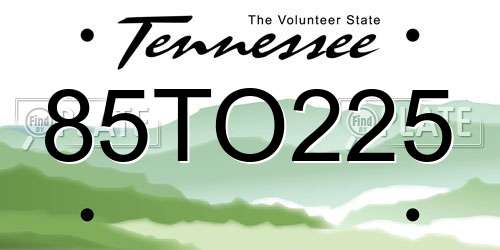 85TO225 Tennessee License Plate