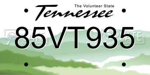 85VT935 Tennessee License Plate