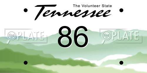 86 Tennessee License Plate
