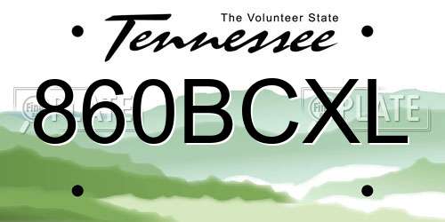 860BCXL Tennessee License Plate
