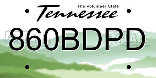 860BDPD Tennessee License Plate