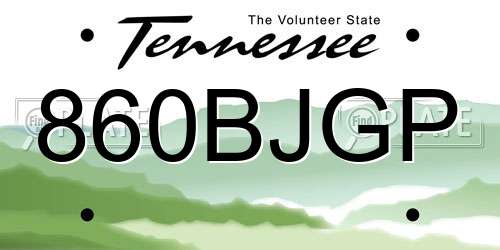860BJGP Tennessee License Plate