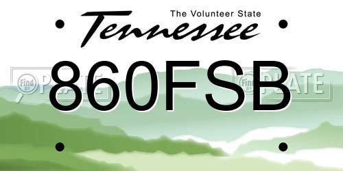 860FSB Tennessee License Plate