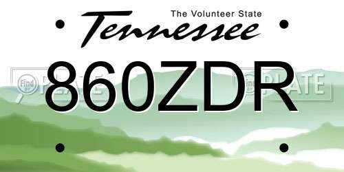 860ZDR Tennessee License Plate