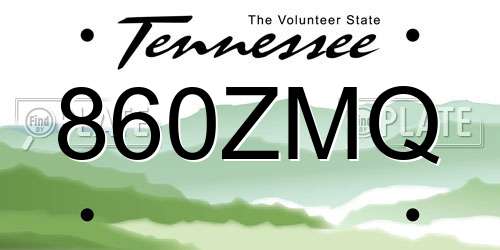 860ZMQ Tennessee License Plate