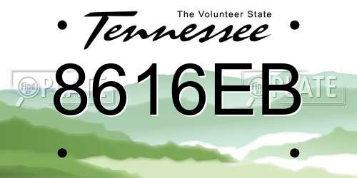 8616EB Tennessee License Plate