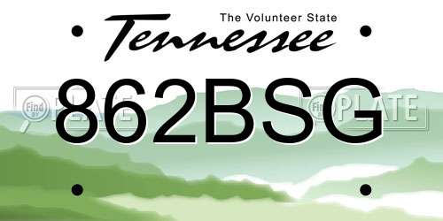 862BSG Tennessee License Plate
