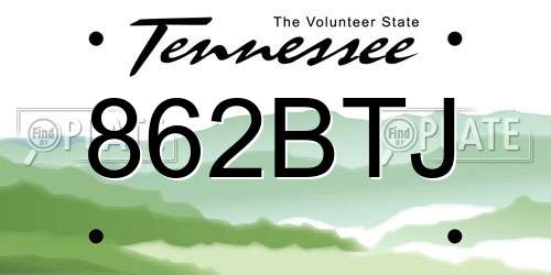 862BTJ Tennessee License Plate