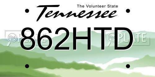 862HTD Tennessee License Plate