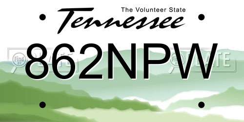 862NPW Tennessee License Plate