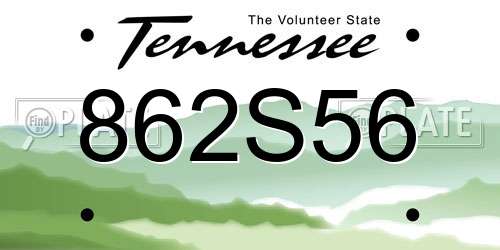 862S56 Tennessee License Plate