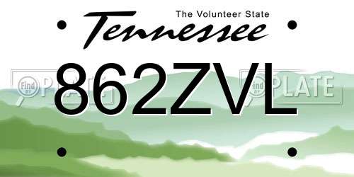 862ZVL Tennessee License Plate