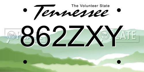 862ZXY Tennessee License Plate