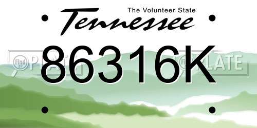 86316K Tennessee License Plate