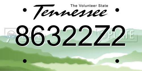 86322Z2 Tennessee License Plate