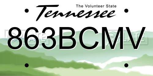863BCMV Tennessee License Plate