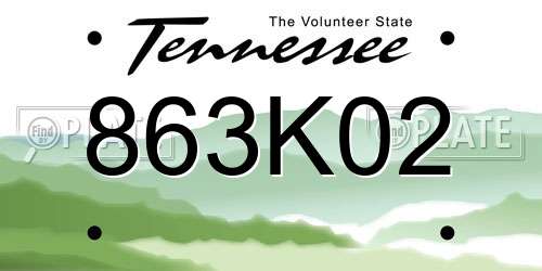 863K02 Tennessee License Plate
