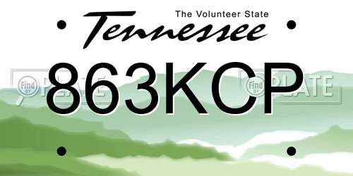 863KCP Tennessee License Plate