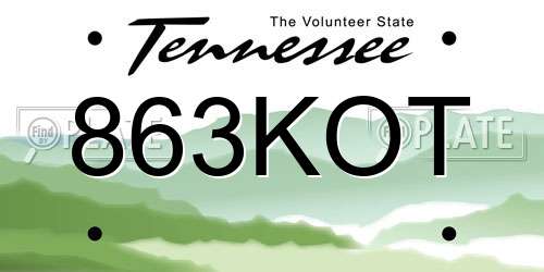 863KOT Tennessee License Plate