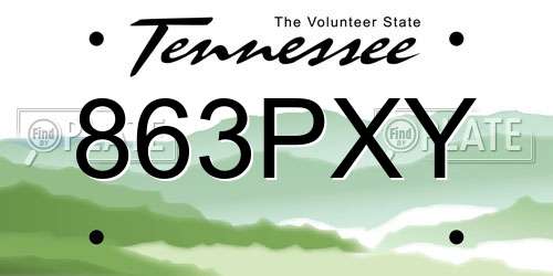 863PXY Tennessee License Plate
