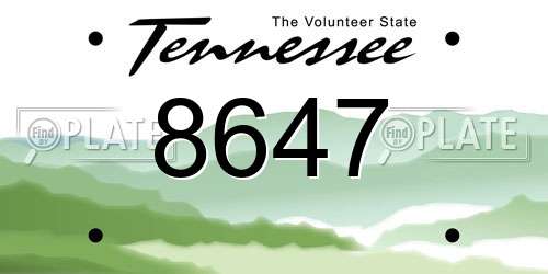 8647 Tennessee License Plate