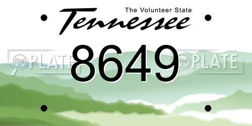 8649 Tennessee License Plate