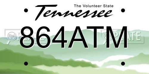 864ATM Tennessee License Plate