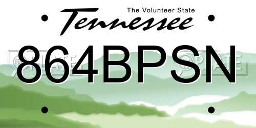 864BPSN Tennessee License Plate