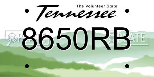 8650RB Tennessee License Plate