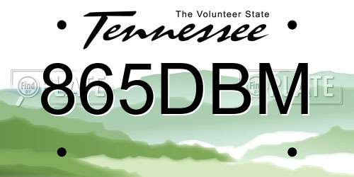 865DBM Tennessee License Plate