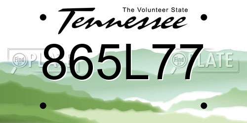 865L77 Tennessee License Plate