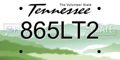 865LT2 Tennessee License Plate