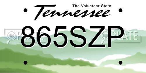 865SZP Tennessee License Plate
