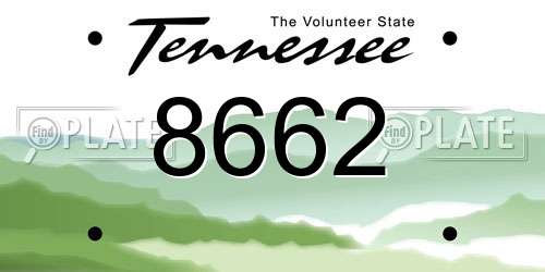 8662 Tennessee License Plate