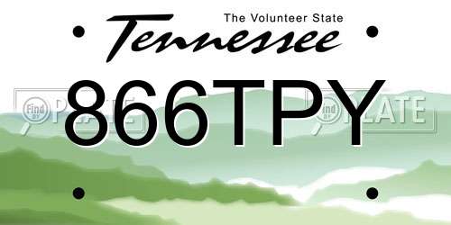 866TPY Tennessee License Plate