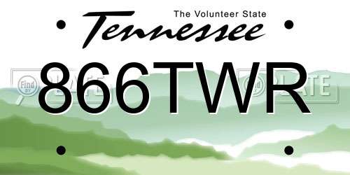 866TWR Tennessee License Plate