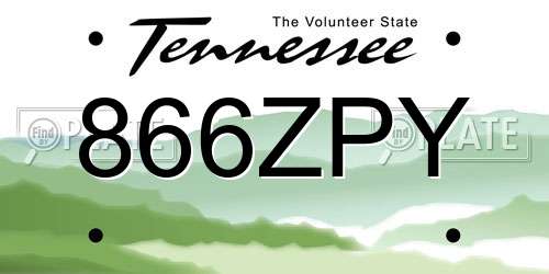 866ZPY Tennessee License Plate