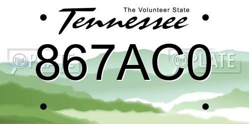 867AC0 Tennessee License Plate