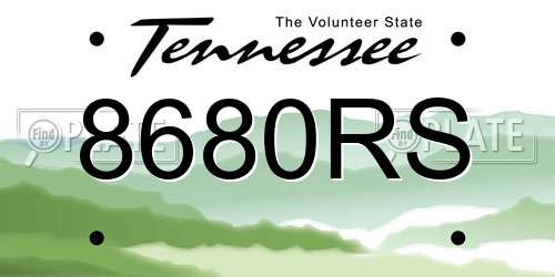 8680RS Tennessee License Plate
