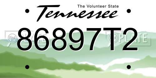 86897T2 Tennessee License Plate