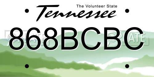 868BCBC Tennessee License Plate