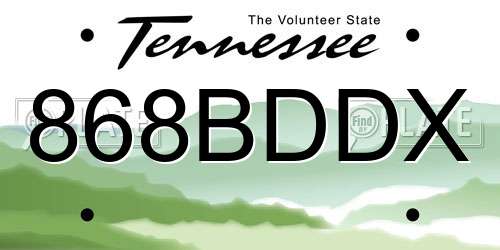 868BDDX Tennessee License Plate