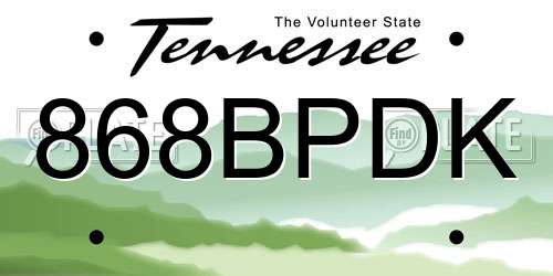 868BPDK Tennessee License Plate