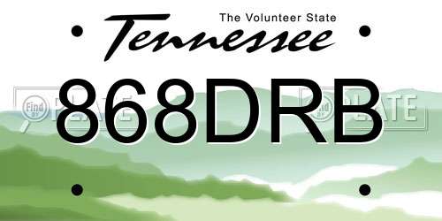 868DRB Tennessee License Plate