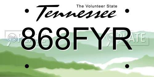 868FYR Tennessee License Plate