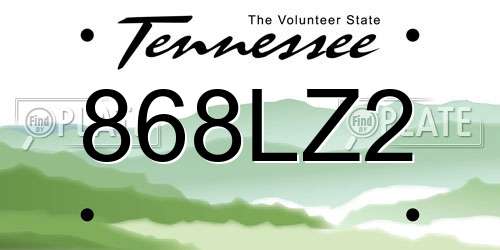 868LZ2 Tennessee License Plate
